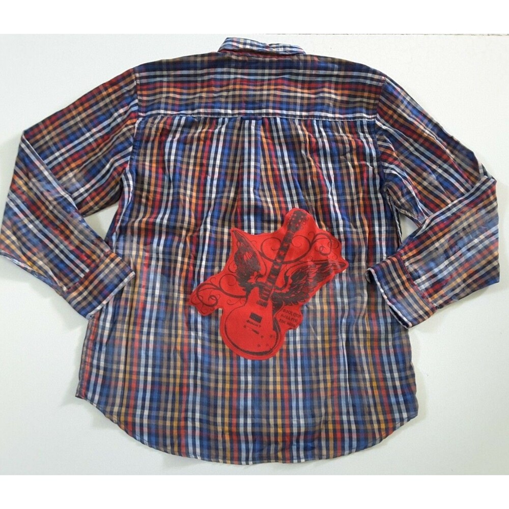 Upcycled Distressed Bleached Hand Dyed Ombre Country Grunge Rockabilly Shirt L